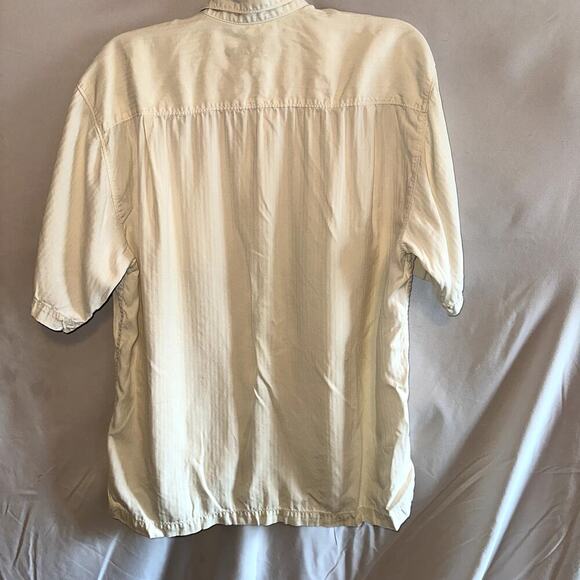 Tommy Bahama Shirt Mens Large Cream Striped Silk Button Up Hawaiian Relax - Picture 5 of 11